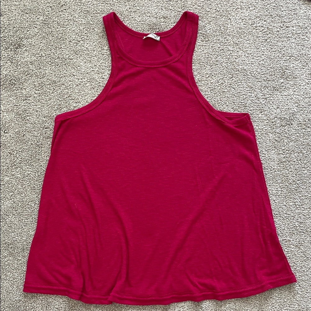 Free People Raspberry Pink Racerback Tank Top Sz S